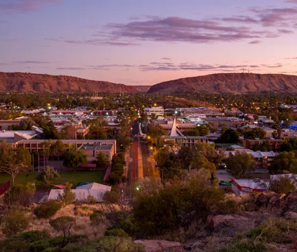 View Over Alice Springs At Sunset Stock Photo Northern Territory