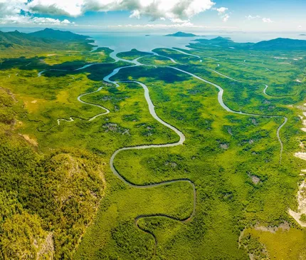 Mountains And Rivers On Hinchinbrook Island Stock Photo