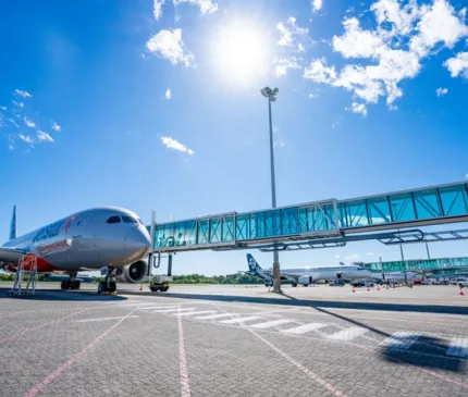 Cairns Airport airbridge to a plane