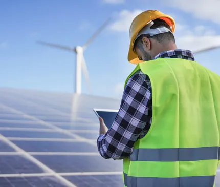 Man Working At Solar Power Station With Digital Ta 2021 09 03 13 46 02 Utc